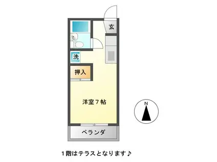 マロンハウス(ワンルーム/2階)の間取り写真