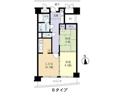 コトヴェール城南(2LDK/5階)の間取り写真