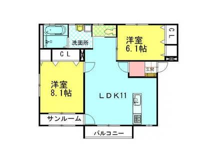 フォルテ カルカッサ(2LDK/3階)の間取り写真