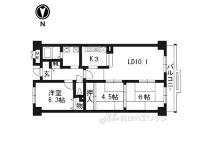 パデシオン宇治木幡(3LDK/4階)の間取り写真