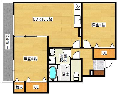 花音B棟(2LDK/1階)の間取り写真