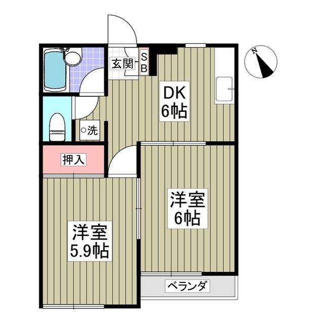 田中ハイツ(2DK/2階)の間取り写真