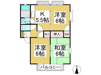 パナタウン・21(3K/2階)の間取り写真