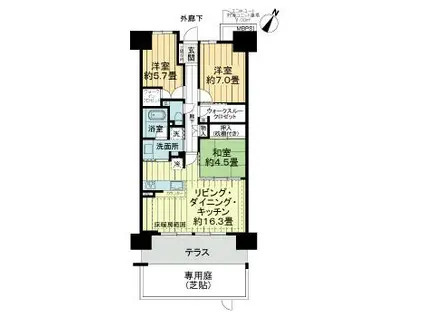 ミリカ・ヒルズ 一街区(3LDK/1階)の間取り写真