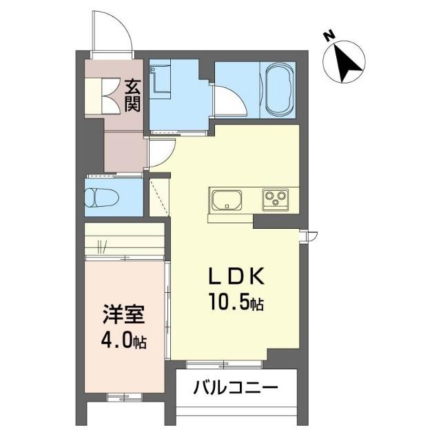 ブルーム ユー 今泉(1LDK/2階)の間取り写真