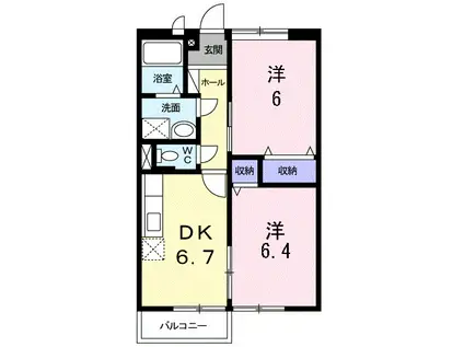 チェリー コート(2DK/2階)の間取り写真