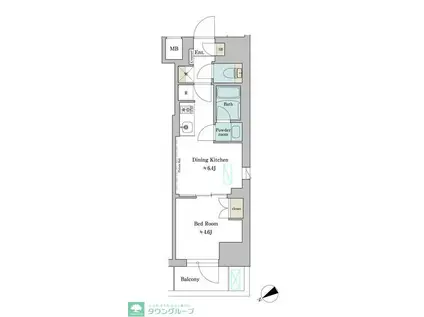 BRILLIA IST 門前仲町(1LDK/2階)の間取り写真