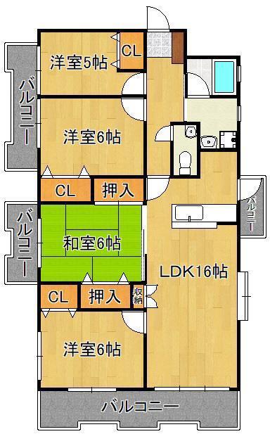 ルフラン東新町(4LDK/6階)の間取り写真