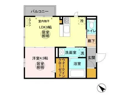 パークドオートムB棟(1LDK/3階)の間取り写真