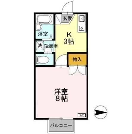 ワンズ18A棟(1K/2階)の間取り写真