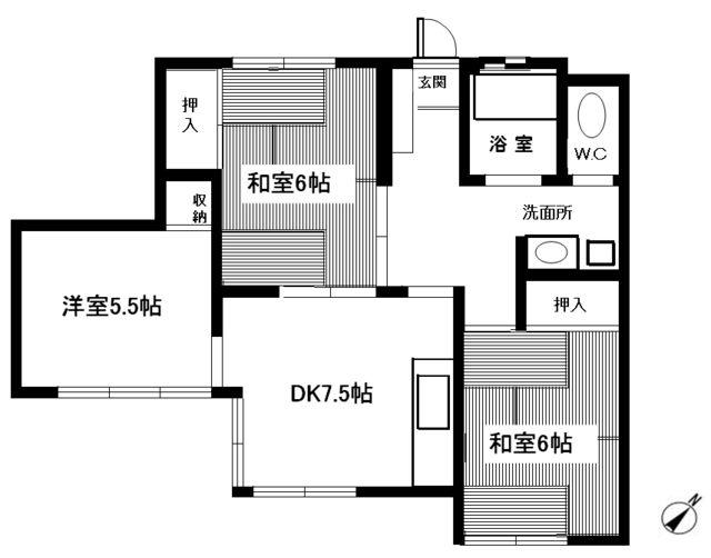 ハイツ池沢(3DK/1階)の間取り写真