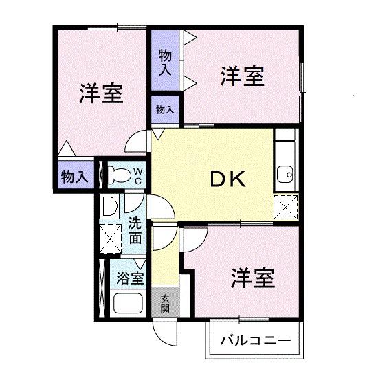 タウニーヒルズ(3DK/1階)の間取り写真