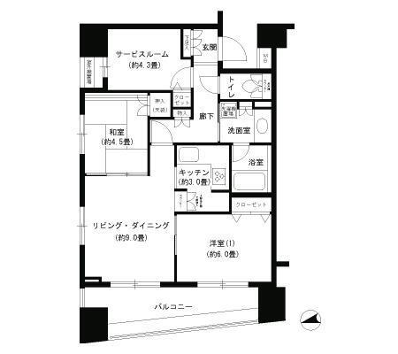 パークキューブ浅草田原町(2SLDK/8階)の間取り写真