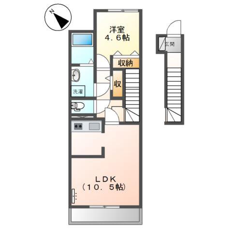 ＪＲ加古川線 滝野駅 徒歩61分 2階建 築14年(1LDK/2階)の間取り写真