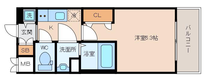 エスリード新大阪グランファースト(1K/8階)の間取り写真