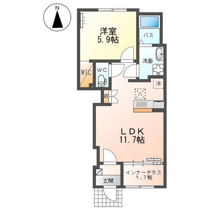 コンテント(1LDK/1階)の間取り写真
