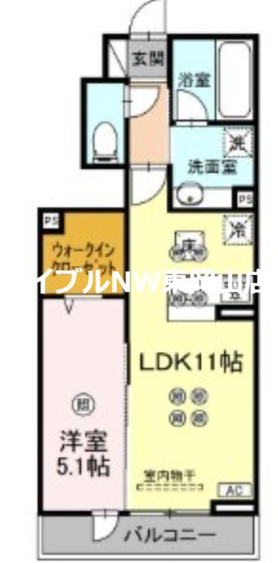 トリシア関(1LDK/1階)の間取り写真