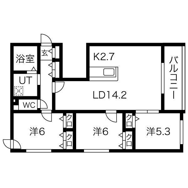 コモゾーナ円山(3LDK/4階)の間取り写真