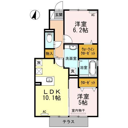 D‐ROOMことひら(2LDK/1階)の間取り写真