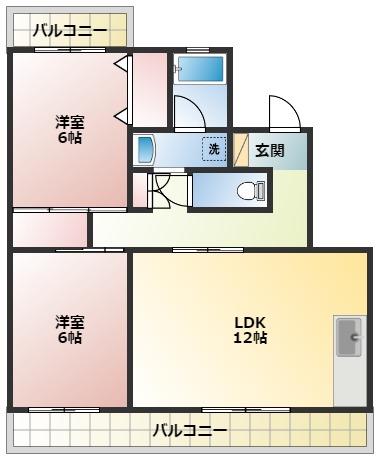 ロイヤルハイツII(2LDK/1階)の間取り写真