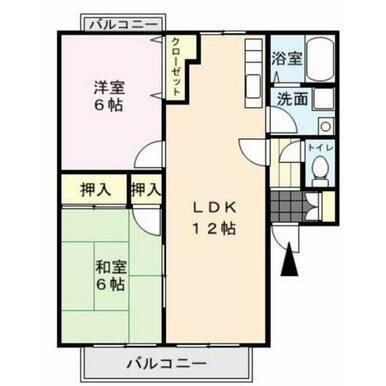 グリーンタウン津留崎(2LDK/2階)の間取り写真