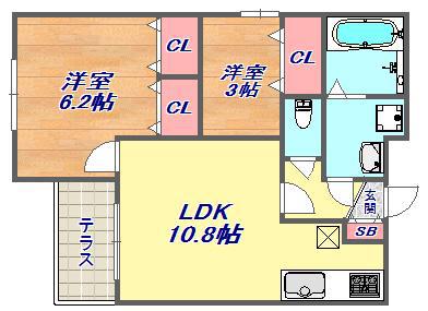 AUDREY(2LDK/1階)の間取り写真