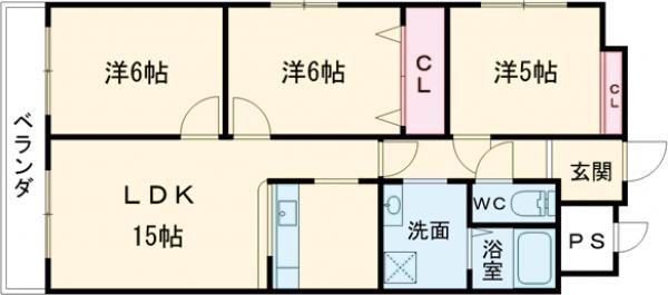 Jステージ若草(3LDK/9階)の間取り写真