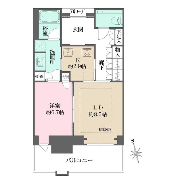 グラングリーン大阪 THE ノース RESIDENCE(1LDK/14階)の間取り写真