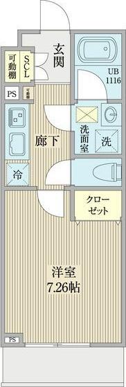 リシェス名古屋山王ウエスト(1K/3階)の間取り写真