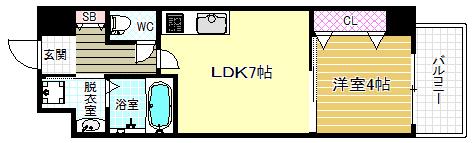 アミル9(1DK/4階)の間取り写真