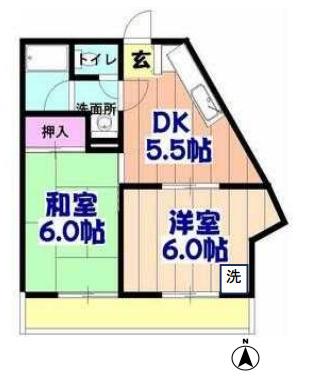 AXIS(2DK/1階)の間取り写真