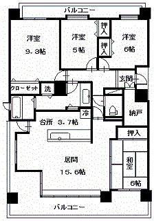 ロジェ宮下通(4LDK/6階)の間取り写真