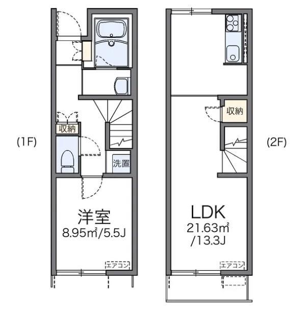 レオネクストセイ カパール(1LDK/1階)の間取り写真