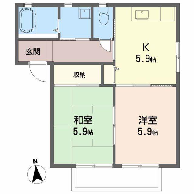 シャーメゾン高松(2K/2階)の間取り写真