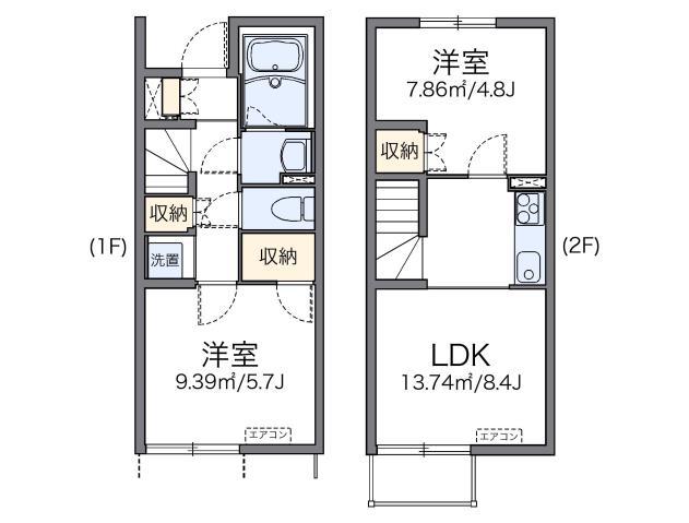レオネクスト源藤V(2DK/1階)の間取り写真