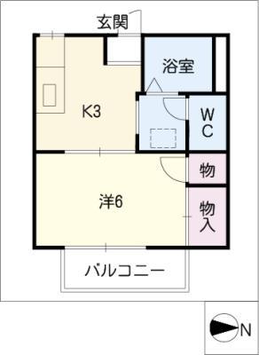 ベルドミール(1K/1階)の間取り写真