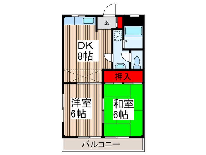 ハイツムサシノ(2DK/1階)の間取り写真