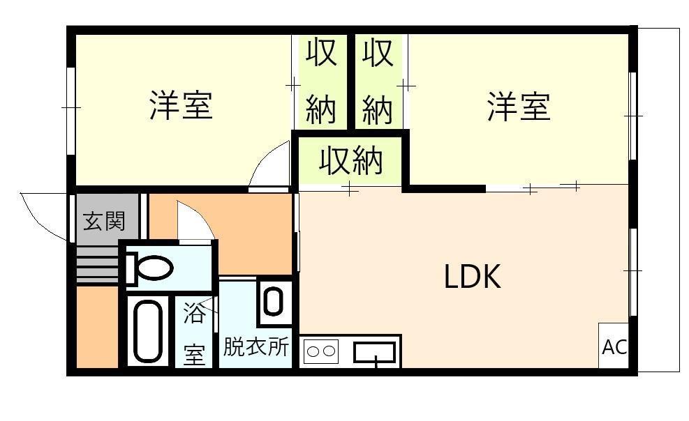 サーフェス上京面(2LDK/1階)の間取り写真