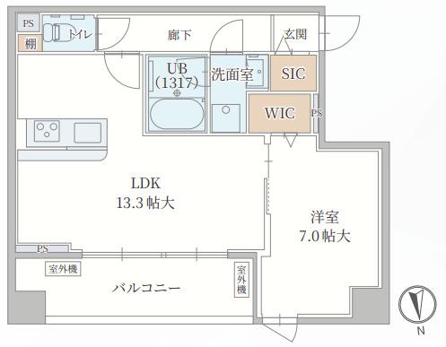 ル・モベイ天神橋(1LDK/3階)の間取り写真