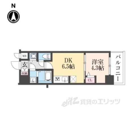 CRESTTAPP京都太秦天神川DEX1(1DK/5階)の間取り写真