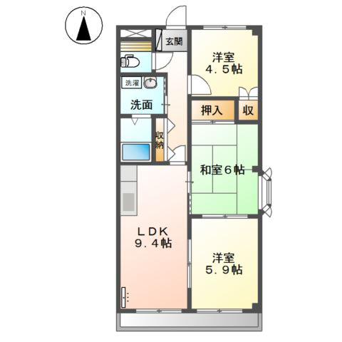 パストラル南町(3DK/3階)の間取り写真