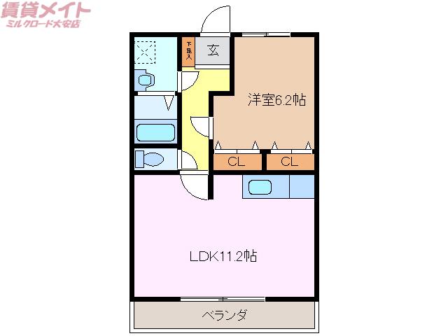 ウィステリア・レイ1番館(1LDK/3階)の間取り写真