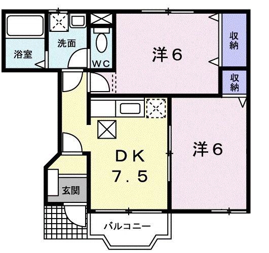 エトワール(2DK/1階)の間取り写真