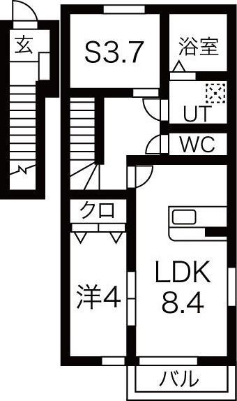 ラ・フェリーチェ(1SLDK/2階)の間取り写真