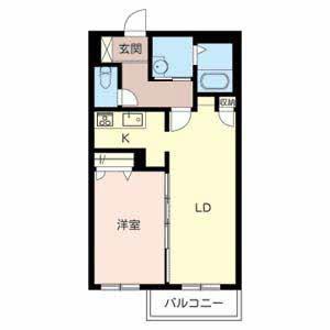 サウス TOWN 蔵家 B棟(1LDK/2階)の間取り写真
