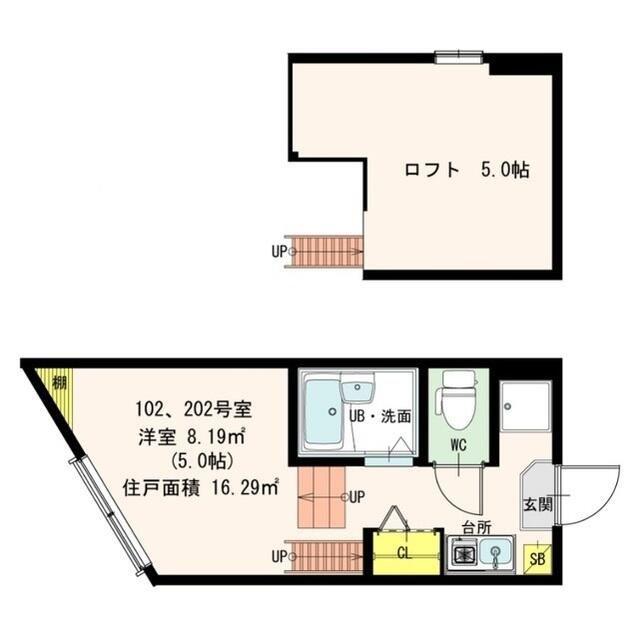 STAGE上鶴間本町(1K/2階)の間取り写真