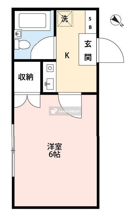 メゾン東所(1K/1階)の間取り写真