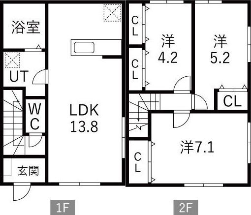 ルミ II(3LDK/1階)の間取り写真