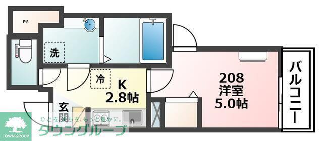 アローマ王子本町(1K/2階)の間取り写真