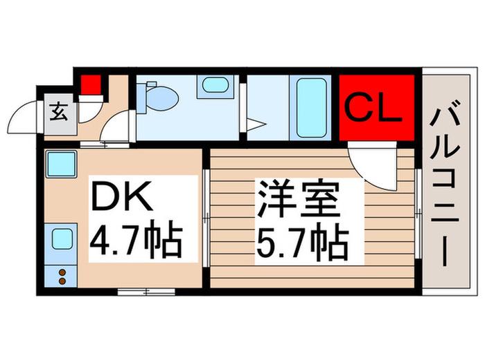 GRAN PASEO六町(1DK/5階)の間取り写真